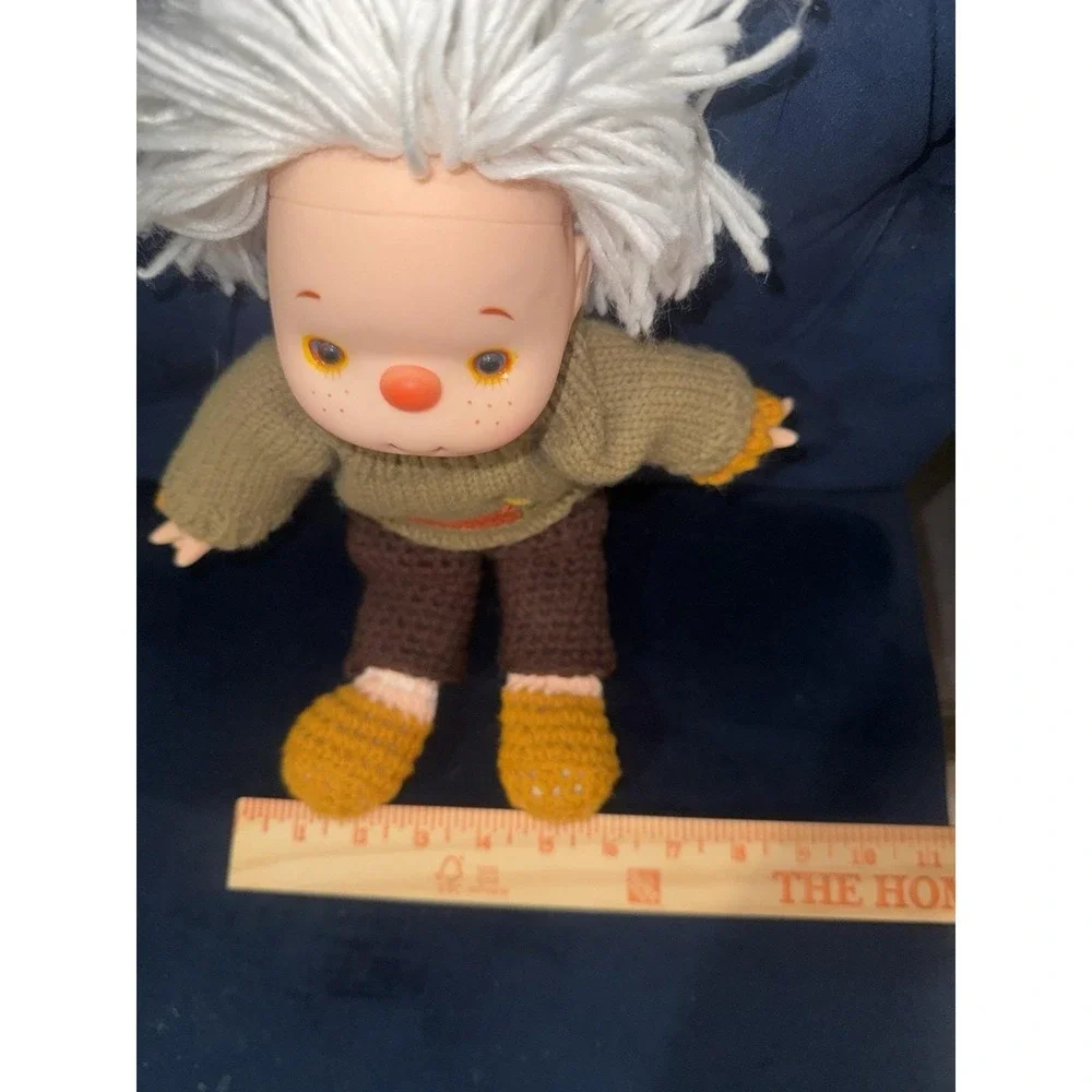 Vintage Handmade Yarn Hair Cloth Doll w/ Crocheted Clothes Retro- Folk Art 1970s